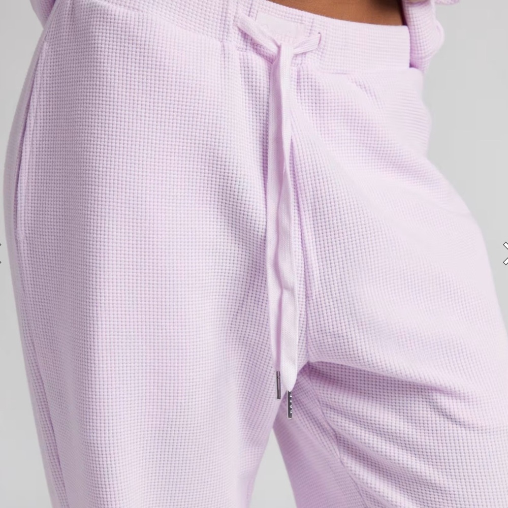 Wide Leg Waffle Knit Pants in Light Lavender